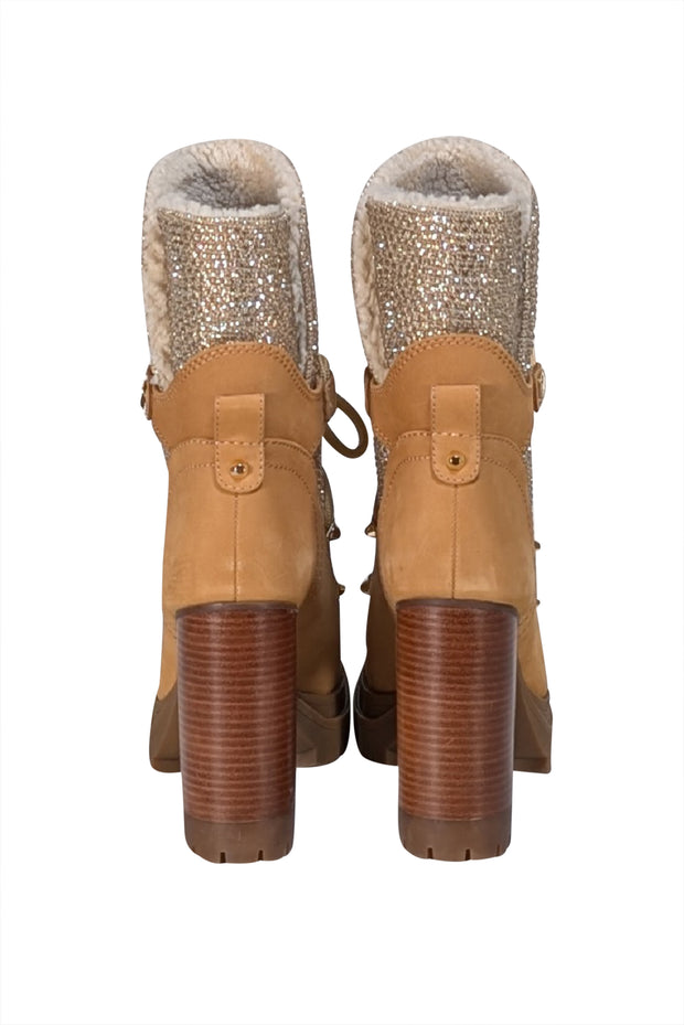 Michael Kors - Tan Bling Platform Booties Sz 7.5