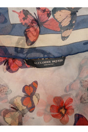 Alexander McQueen - Light Blue w/ Multicolor Butterfly Print Scarf