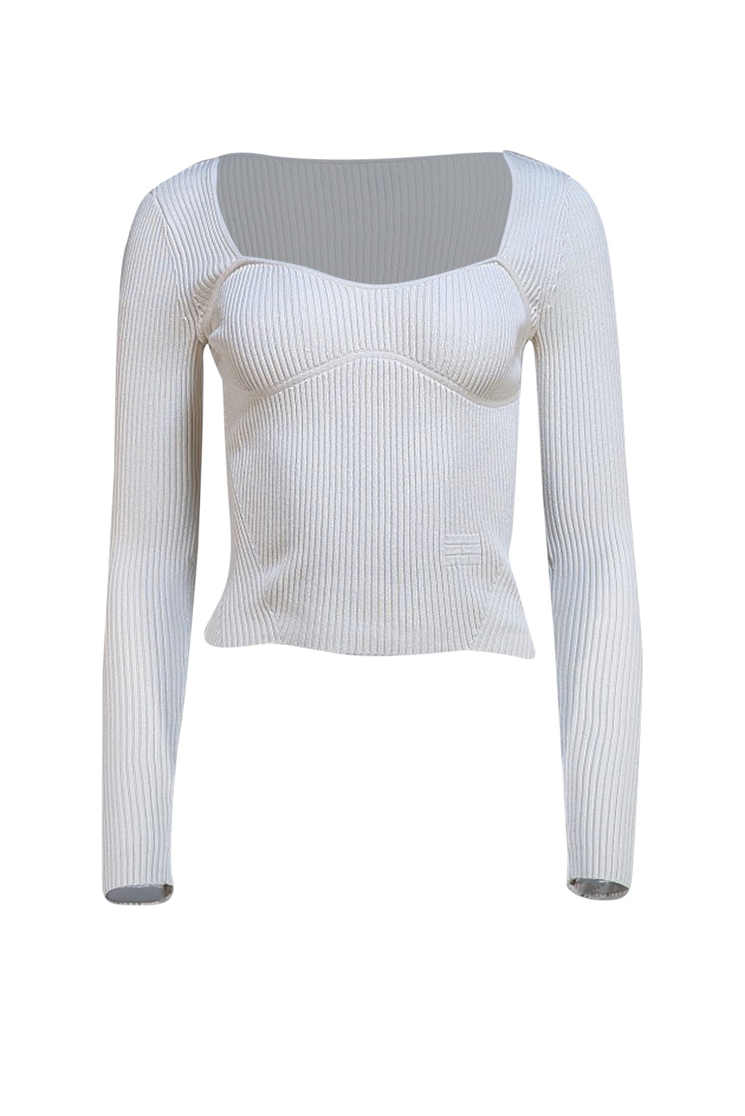 Frame - Ivory Ribbed Long Sleeve Top w/ Zip Cuffs Sz XS