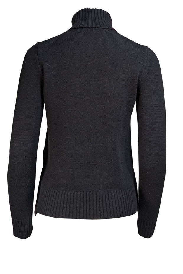 Michael Kors - Black Cashmere Turtleneck Fringe Hem Sweater Sz XS - Current Boutique