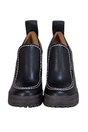 See by Chloe - Black Leather "Claudia" Platform Loafer Heels Sz 6