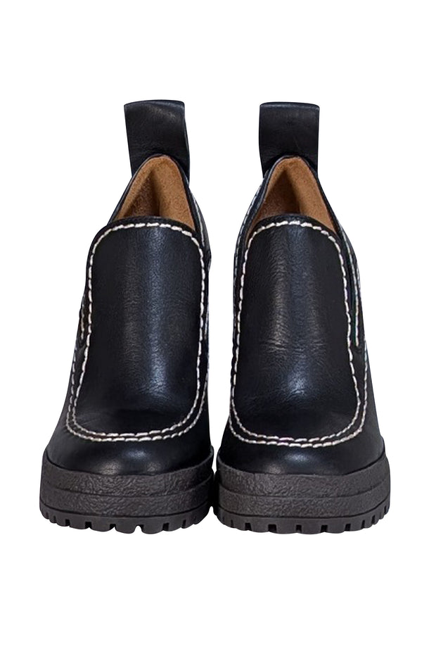 See by Chloe - Black Leather "Claudia" Platform Loafer Heels Sz 6