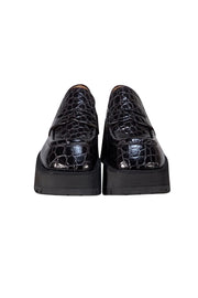 Marni - Black Croc Embossed Leather Platform Loafer Sz 9.5 - Current Boutique