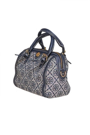 Tory Burch - Navy Monogram Canvas Mini Handbag - Current Boutique