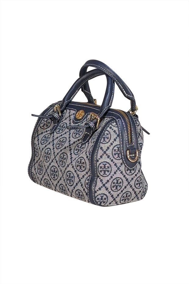 Tory Burch - Navy Monogram Canvas Mini Handbag - Current Boutique