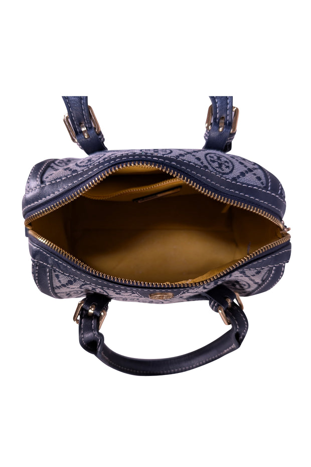 Tory Burch - Navy Monogram Canvas Mini Handbag - Current Boutique