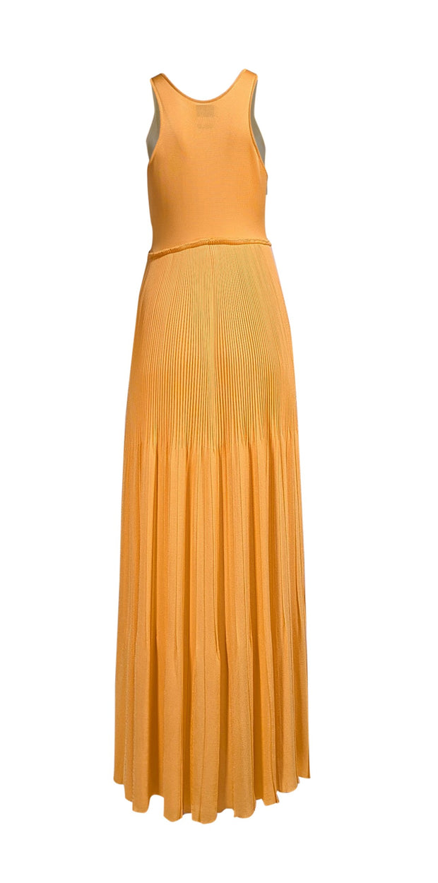 St. John - Yellow Sleeveless Accordion Plisse Knit Maxi Dress Sz 8 St. John - Yellow Sleeveless Accordion Plisse Knit Maxi Dress Sz 8