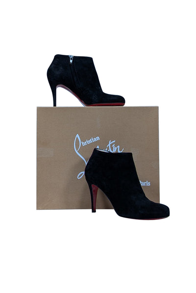 Christian Louboutin - Black Suede Heeled Short Boots Sz 6