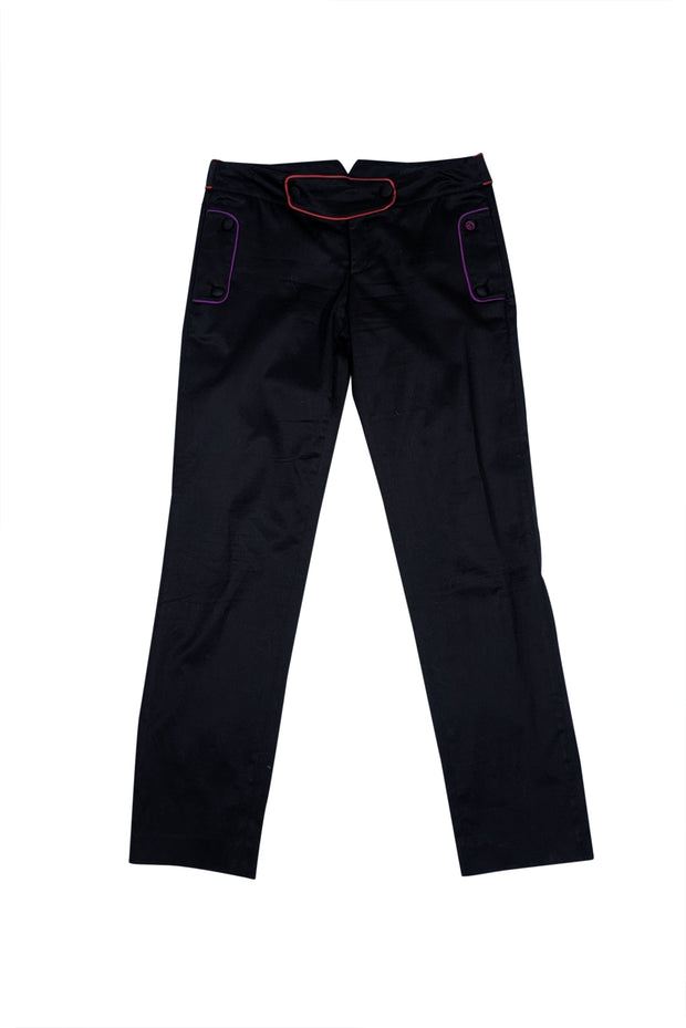 Gucci - Black w/ Purple & Red Trim Capri Pants Sz 2 - Current Boutique