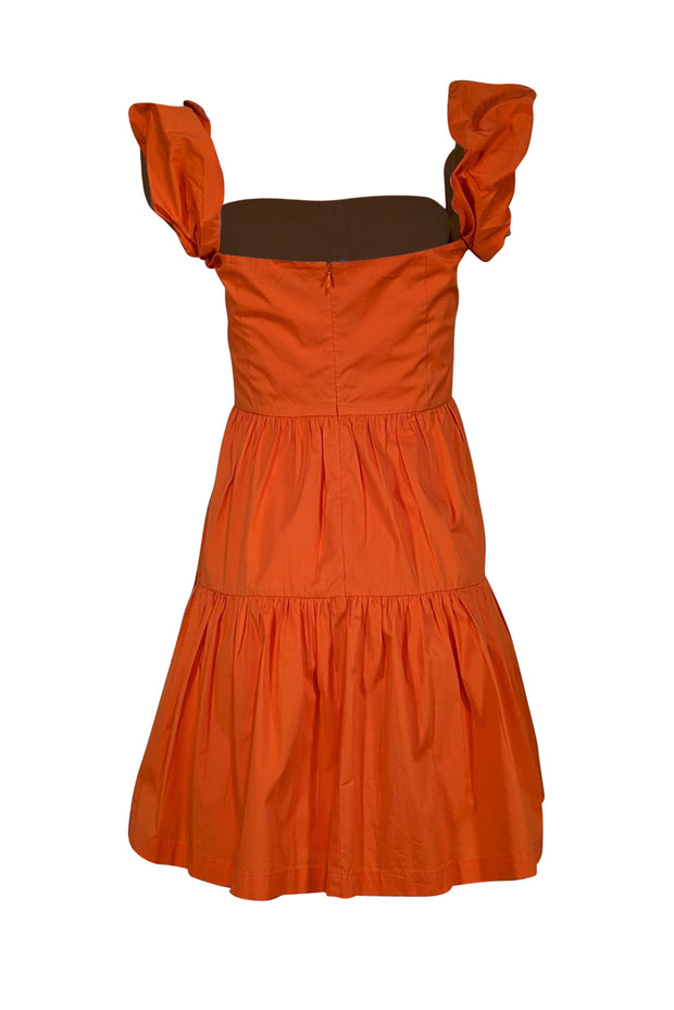 staud orange dress Size 12 Faux Leather Wrap Skirt Colour:White/Taupe The Wells Dress features Style:Midi Dress