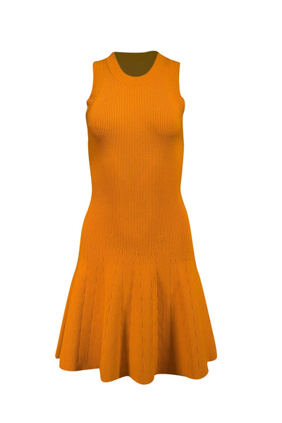 A.L.C. - Bright Orange Ribbed Sleeveless Dress Sz XS - Current Boutique