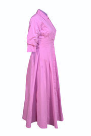 Jonathan Simkhai - Pink Cropped Sleeve Collared Button Down Maxi Dress Sz S
