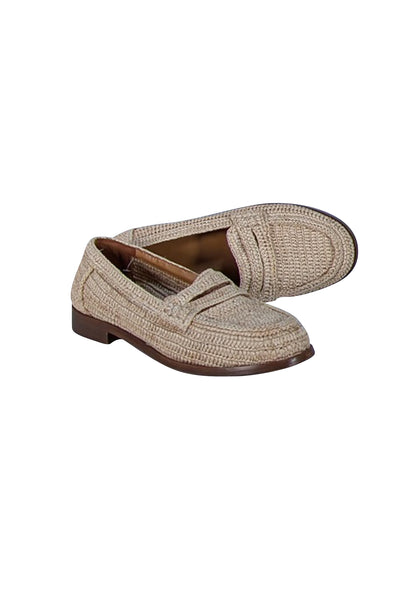 Sezane - Beige Raffia Slip On Loafers Sz 9 - Current Boutique