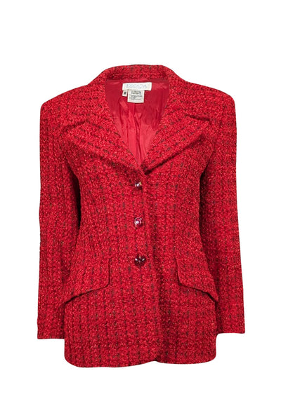 Escada - Red Tweed Button Front Blazer Sz 8