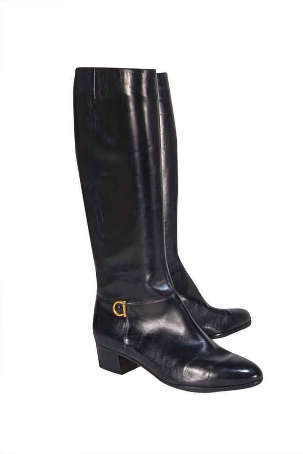 Ferragamo - Black Leather Tall Boots Sz 7