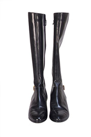 Ferragamo - Black Leather Tall Boots Sz 7