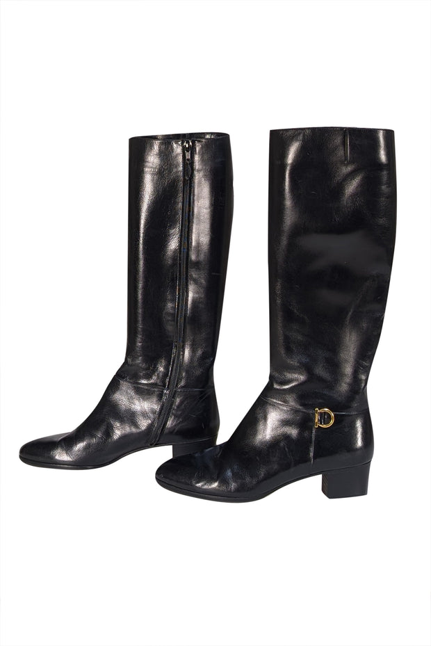 Ferragamo - Black Leather Tall Boots Sz 7