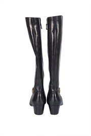 Ferragamo - Black Leather Tall Boots Sz 7