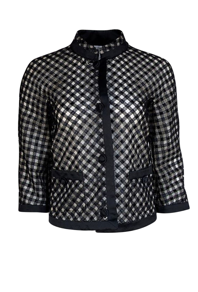 Armani Collezioni - Black Woven Lace Overylay 3/4 Sleeve Jacket Sz