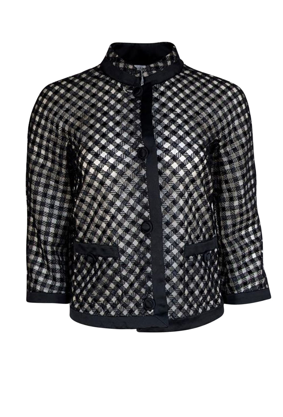 Armani Collezioni - Black Woven Lace Overylay 3/4 Sleeve Jacket Sz