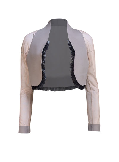 Marie Saint Pierre - Beige & Black Mesh Bolero Jacket Sz 6 - Current Boutique