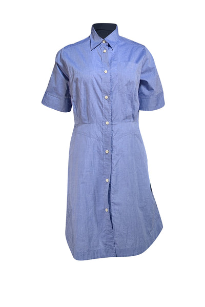 Callas - Blue Cotton Button Down Mini "Satie" Dress Sz 8 - Current Boutique