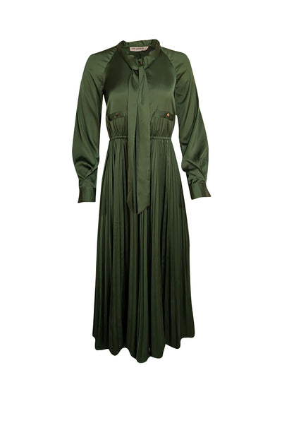 self portrait green satin dress Self-Portrait Draped satin midi dress Self-Portrait