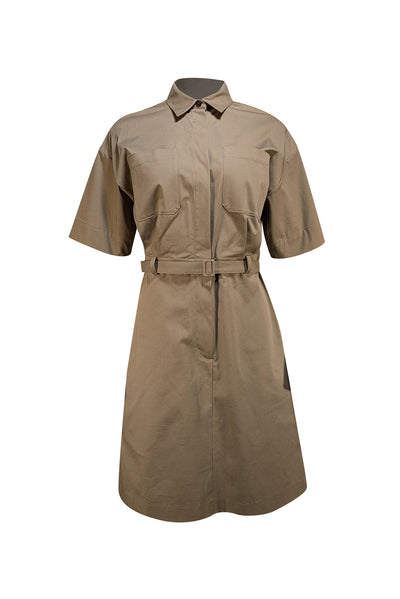 Theory - Green Chino Belted Shirtdress Sz 4 - Current Boutique