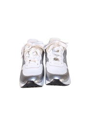 Alexander McQueen - White Silver Larry Sneakers Sz 8.5 - Current Boutique
