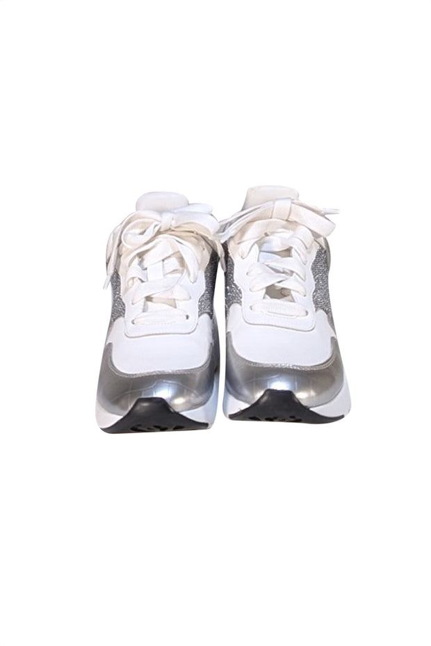 Alexander McQueen - White Silver Larry Sneakers Sz 8.5 - Current Boutique