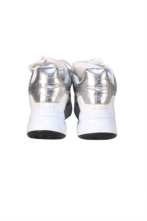 Alexander McQueen - White Silver Larry Sneakers Sz 8.5 - Current Boutique