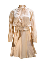 Harmur - Pastel Pink Open Wrap Back Dress Sz S - Current Boutique