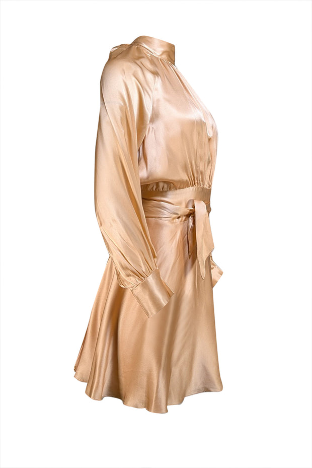 Harmur - Pastel Pink Open Wrap Back Dress Sz S - Current Boutique