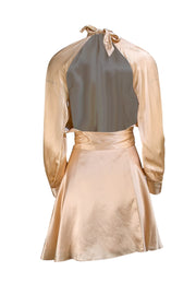 Harmur - Pastel Pink Open Wrap Back Dress Sz S - Current Boutique