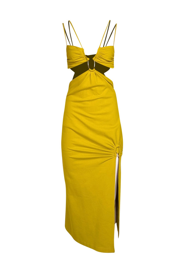 Nicholas - Chartreuse Fitted Maxi Dress w/Cutouts Sz S - Current Boutique