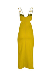 Nicholas - Chartreuse Fitted Maxi Dress w/Cutouts Sz S - Current Boutique