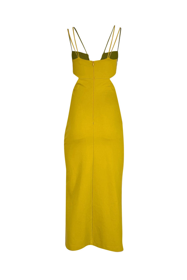 Nicholas - Chartreuse Fitted Maxi Dress w/Cutouts Sz S - Current Boutique