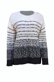 Vince - Ivory & Black Stripe Detail Sweater Sz L - Current Boutique