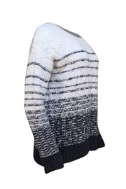 Vince - Ivory & Black Stripe Detail Sweater Sz L - Current Boutique