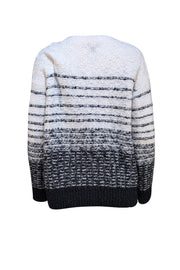 Vince - Ivory & Black Stripe Detail Sweater Sz L - Current Boutique