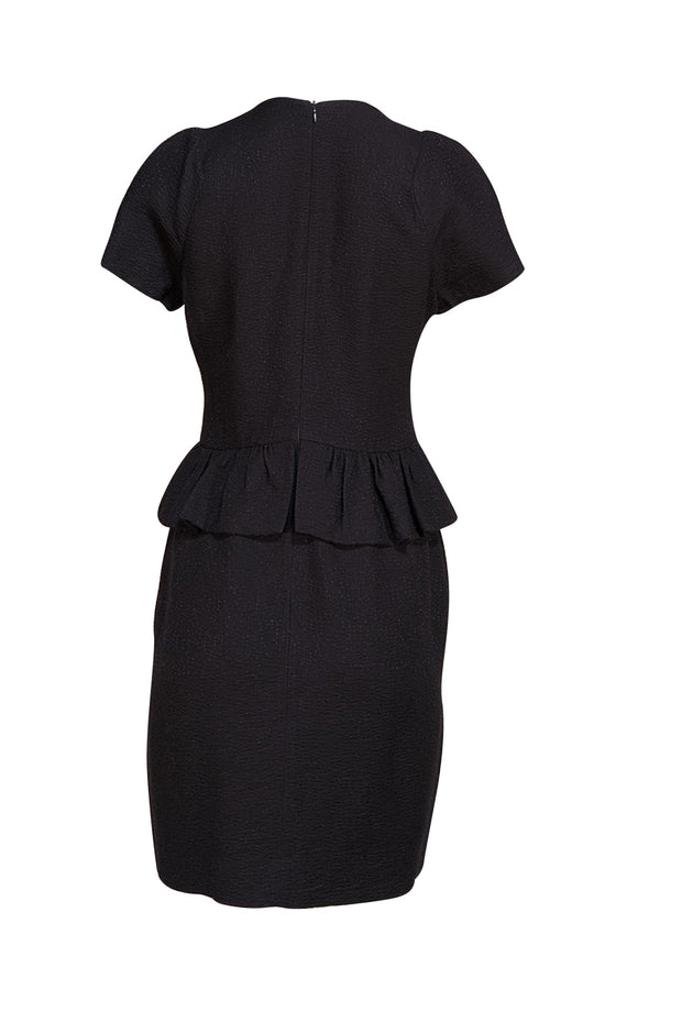 Sandro - Black Metallic Peplum Pencil Dress Sz 8 - Current Boutique