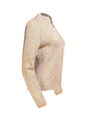 Amina Rubinacci - Beige Muti Knit Zip-Up Cardigan Sz L - Current Boutique