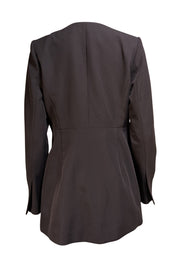 Elie Tahari - Black Rouched Middle Hook Front Closure Blazer Sz 12 - Current Boutique