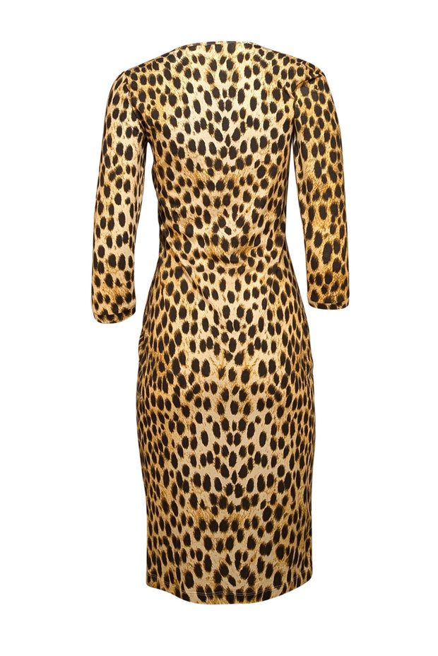 Just Cavalli - Tan, Black, & Cream Leopard Print Cotton Dress Sz 8 Just Cavalli - Tan, Black, & Cream Leopard Print Cotton Dress Sz 8
