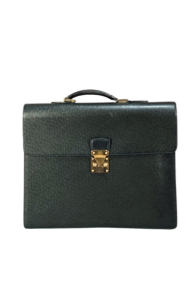 Louis Vuitton - Green Leather Briefcase - Current Boutique