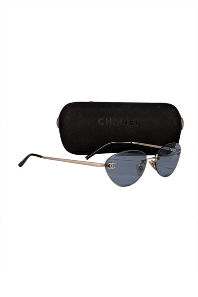 Chanel - Blue Lens Frameless Vintage Sunglasses - Current Boutique