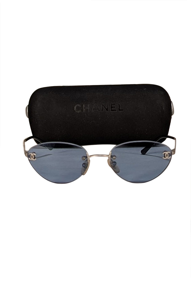 Chanel - Blue Lens Frameless Vintage Sunglasses - Current Boutique