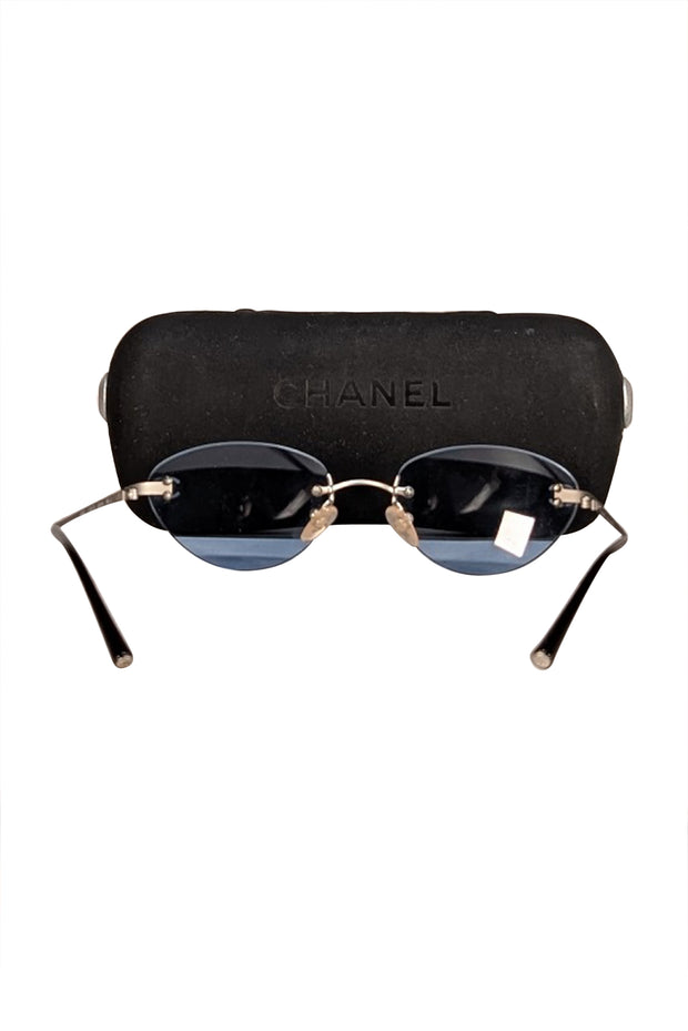 Chanel - Blue Lens Frameless Vintage Sunglasses - Current Boutique