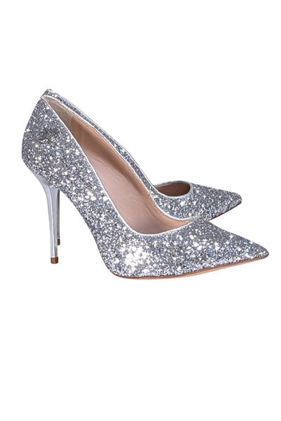 John Galliano - Silver Sequin Pointed Toe Pumps Sz 9.5 - Current Boutique