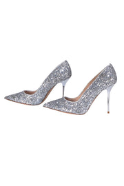 John Galliano - Silver Sequin Pointed Toe Pumps Sz 9.5 - Current Boutique